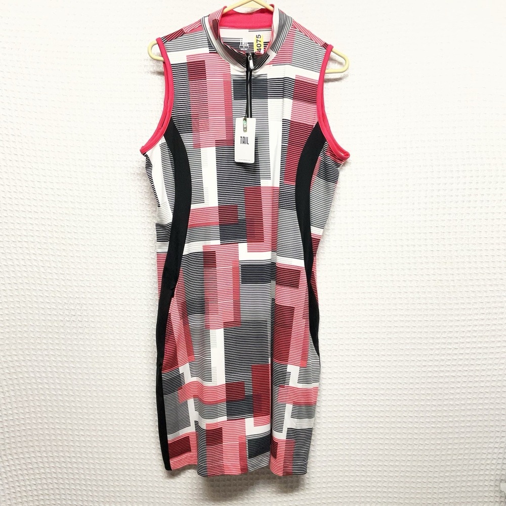 TAIL Women's Golf Dress Pickleball Tennis Stretch Red Black Striped UPF50+ Large - Picture 10 of 10